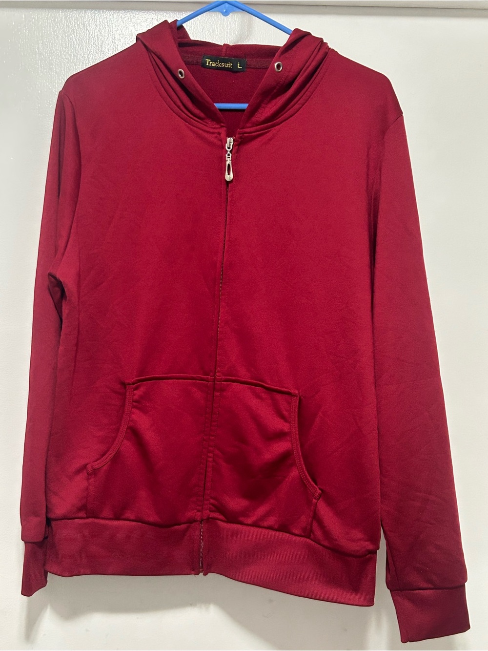 Zenana Red Full Zip Tracksuit Set Fleece Hoodie & Pants Size Large - Flaw